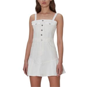 7FAM Seven For all Mankind Surplus Flounce White Denim Jean Dress Size Large NWT